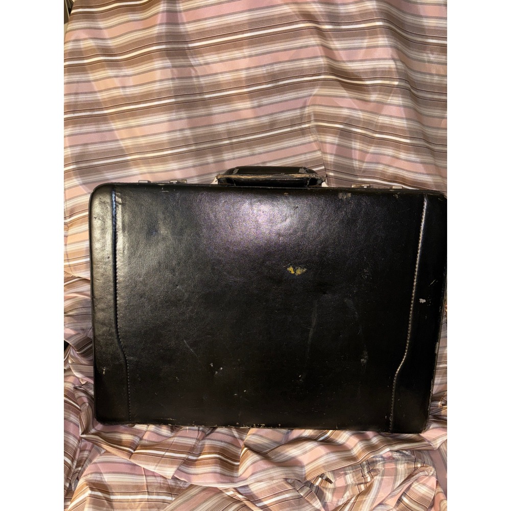 Vintage SOLO Black Leatherette Hard Shell Briefcase Attach Case Combination Lock